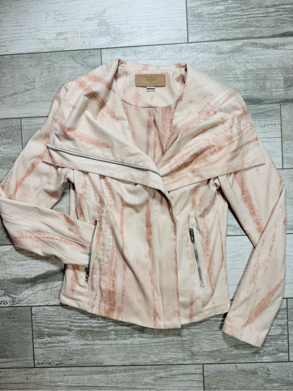 BlankNYC Blush Moto-Style Faux Suede Jacket Small